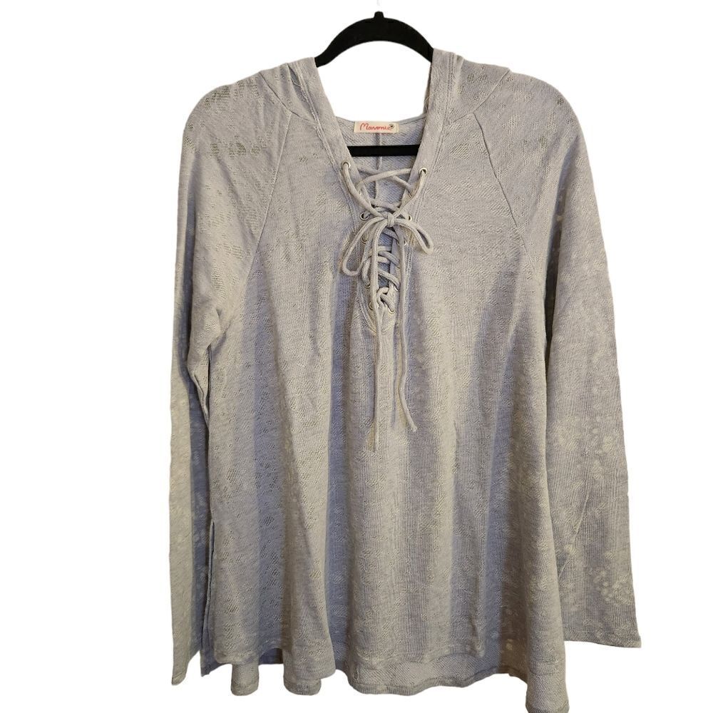 NWOT Anthropologie Maronie Long Sleeve Semi-Sheer Hooded Top Size Medium